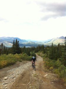 Biking up Montana Mountain in Carcross, YT