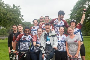 Always smiling, Bobby (in the Sox cap) is surrounded by amazing friends who participated in ALS-TDI's Tri-State Trek bike tour this summer to raise money for ALS research.