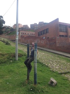 We paused for a moment before heading up the grassy cobblestones, where we would soon be mugged.